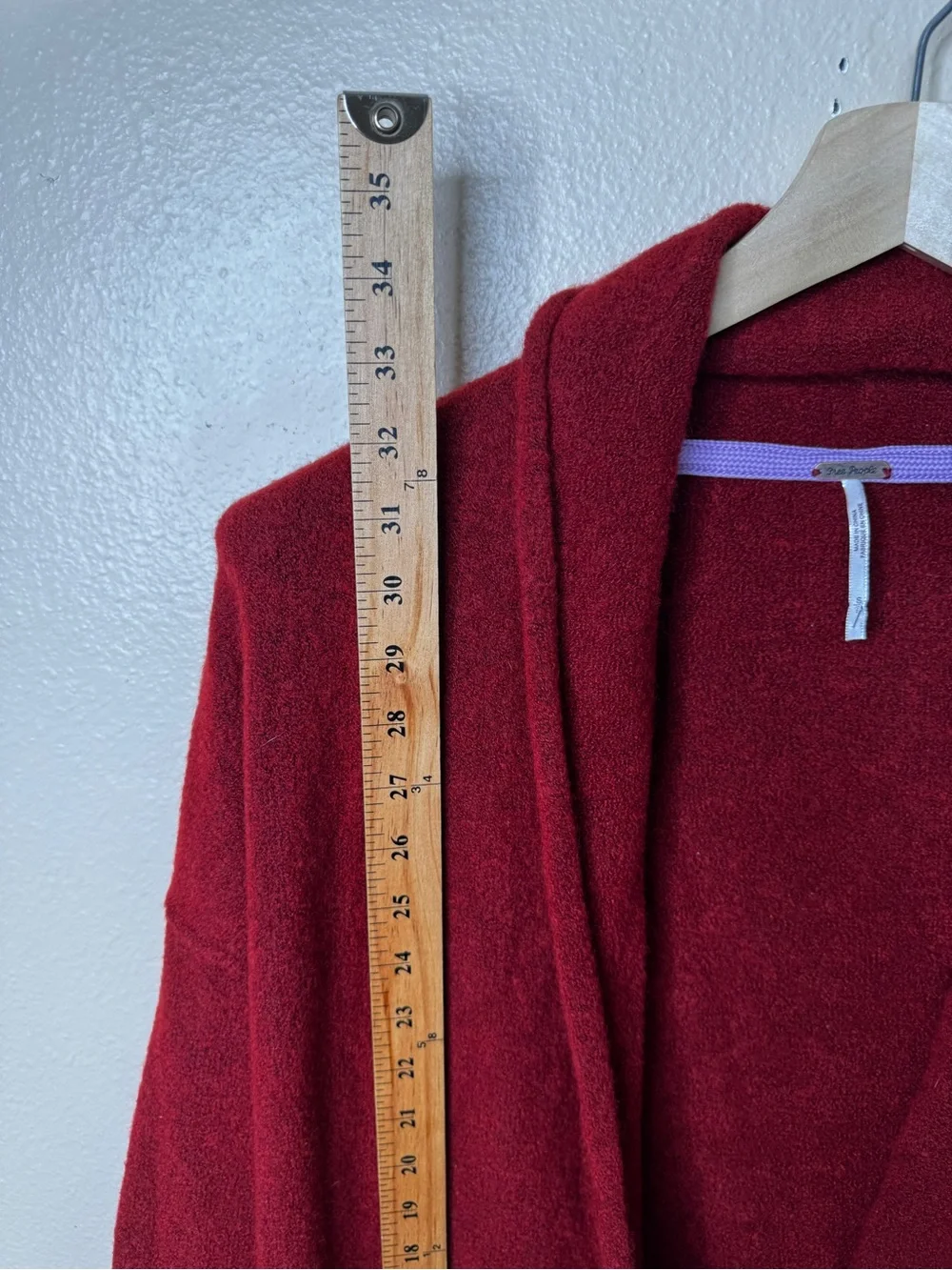 Free People Women’s Small Red Wool Blend Shawl Collar Button Cardigan Sweater